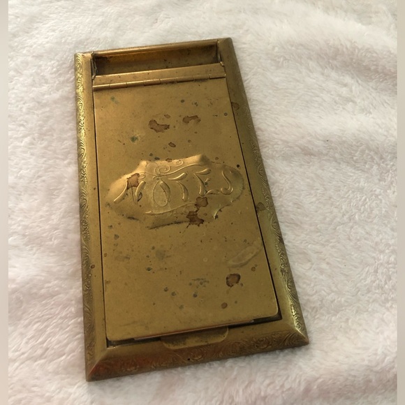 Vintage Rare  Antique Notes Note Paper Holder about 7”x4” goldtone rectangle VTG - Picture 1 of 12